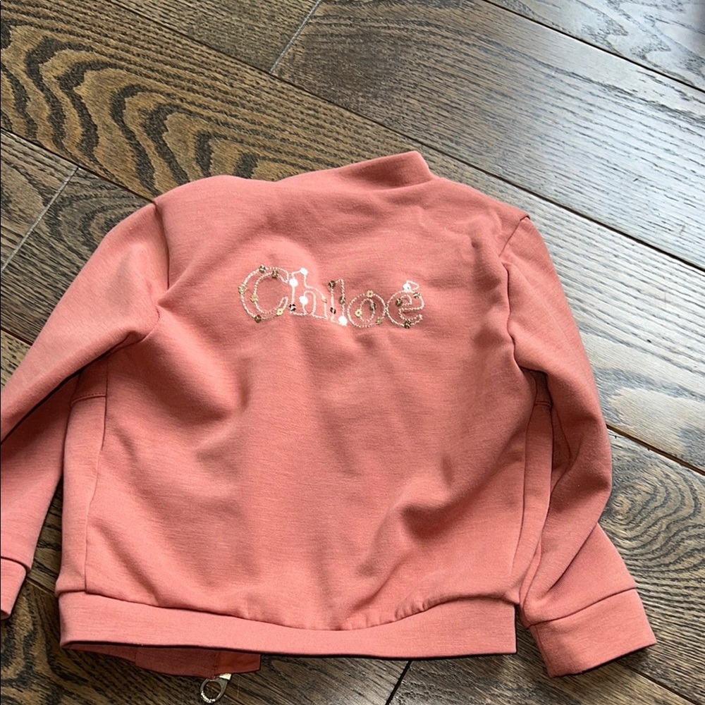 Chloe sequin logo Soft Pink Jacket with Zipper and Ribbed Cuffs 18 months baby - Picture 11 of 16